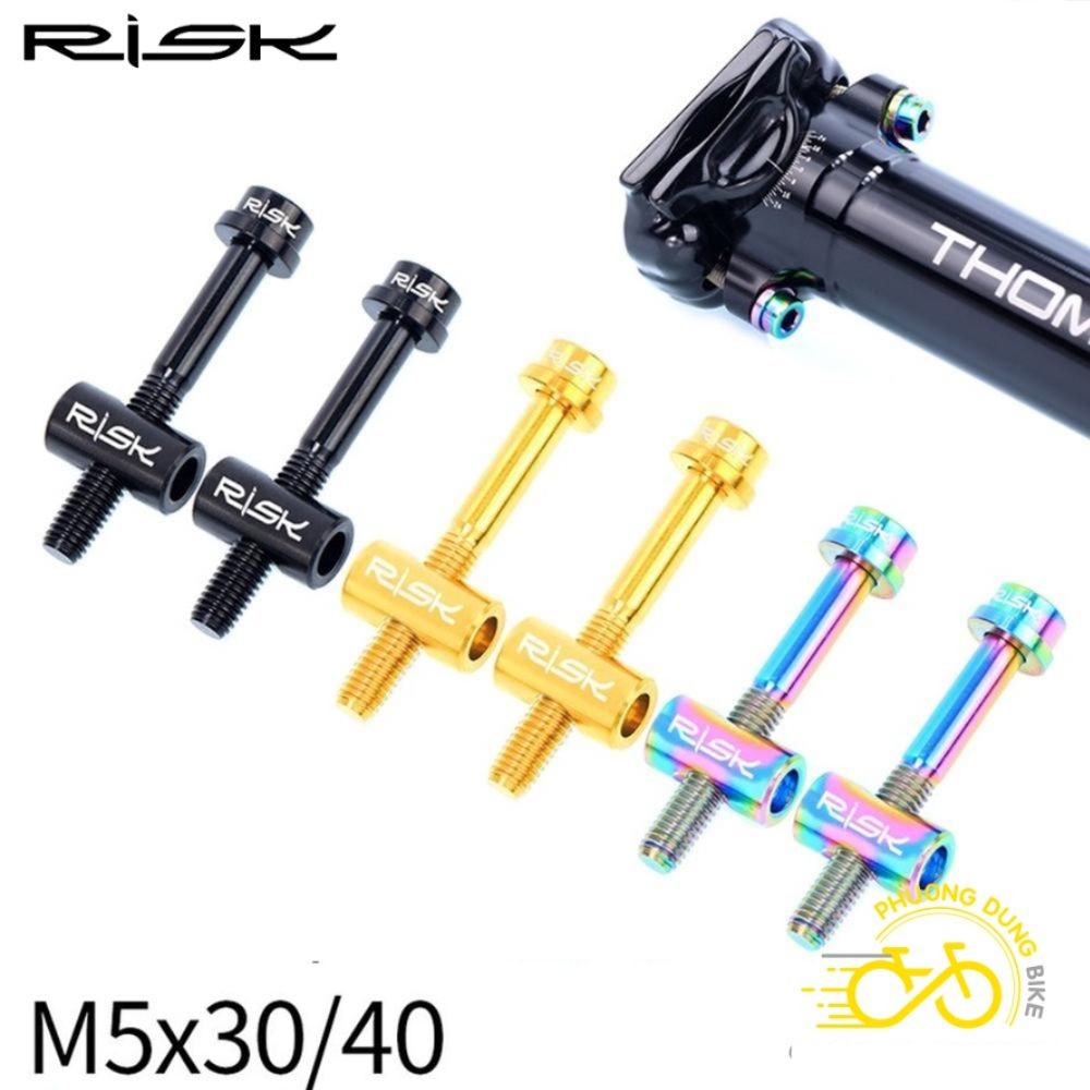 Bộ 2 Ốc vít Titanium cho cọc yên xe đạp RISK M5x30mm / M5x40mm