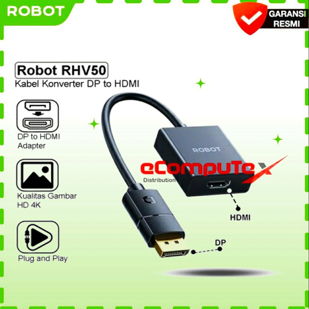 ROBOT RHV50 CONVERTER DP TO HDMI 4K ADAPTER - BẢO HÀNH CHÍNH THỨC