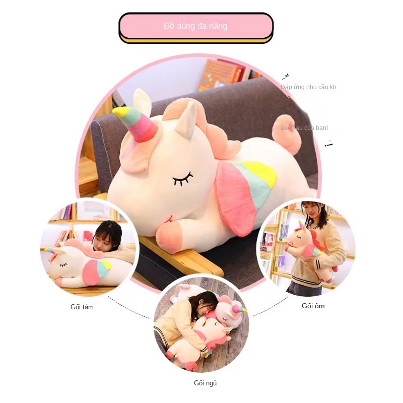 Dễ Thương Thú Nhồi Bông Hình Kỳ Lân Cầu Vồng Đáng Yêu Mềm Mại Cho Bé