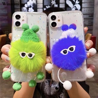 Móc khóa gấu bông lông xù đeo kính đáng yêu