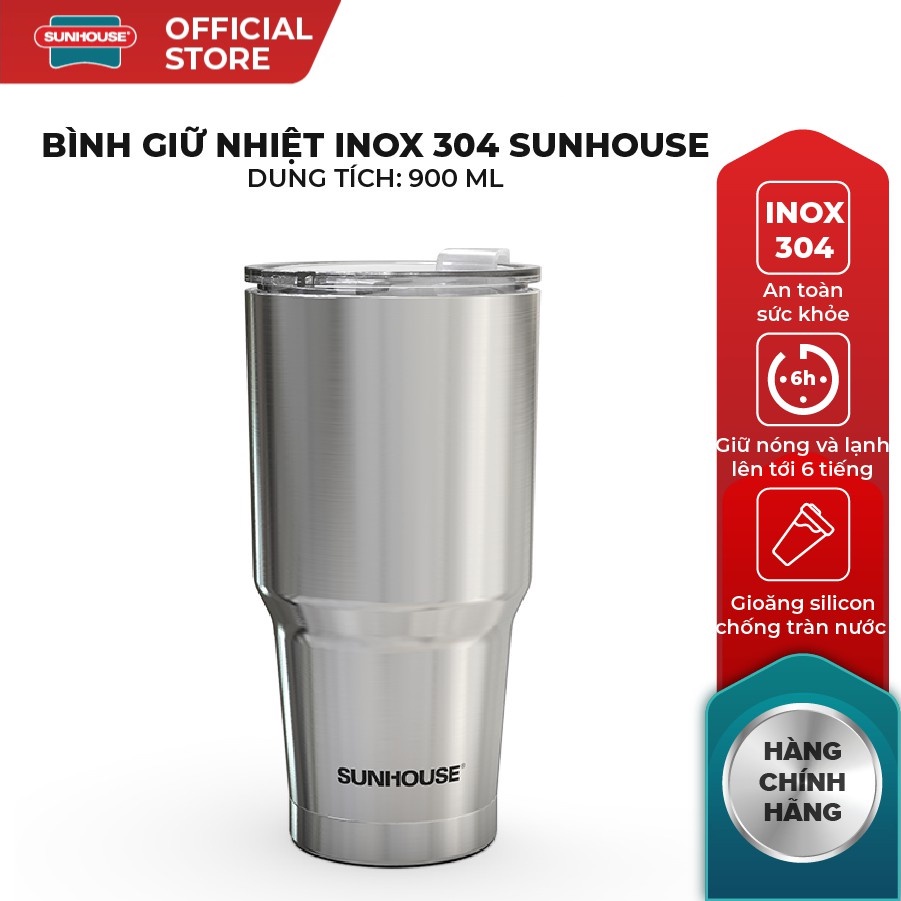 Bình giữ nhiệt Inox 304 Sunhouse 900ml KS-TU900I