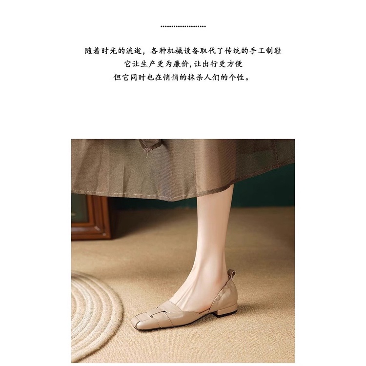 Giày Búp Bê Mũi Vuông Đế Thấp Thiết Kế Trẻ Trung Hợp Thời Trang