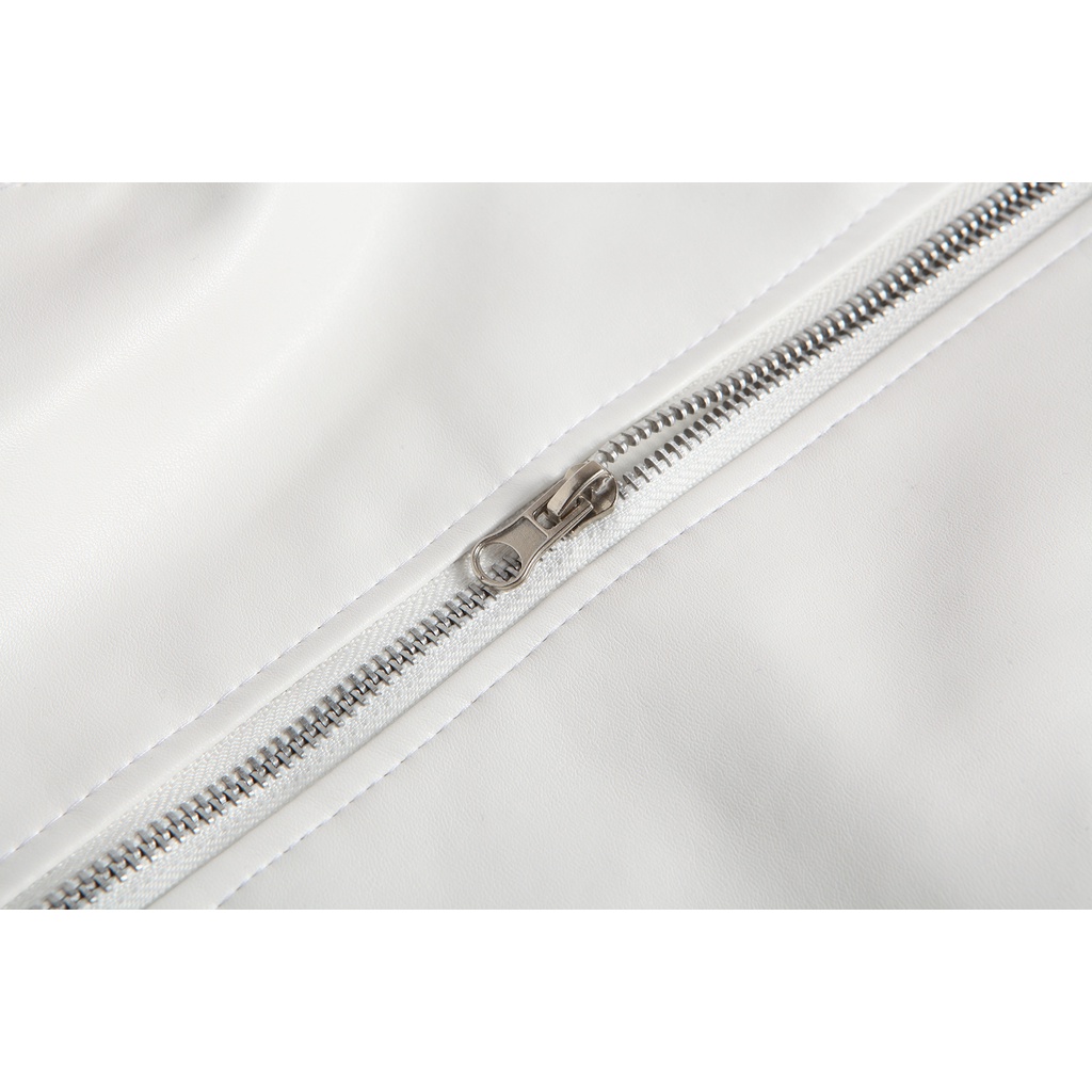 Amazon Áo Khoác Da Màu Trắng Dáng Ôm Phối Khóa Kéo Thời Trang Cho Nam py12