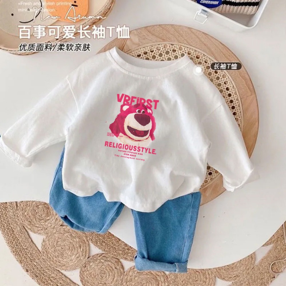 Mới Áo Thun Tay Dài Chất Liệu cotton Thời Trang Xuân Thu Cho Bé