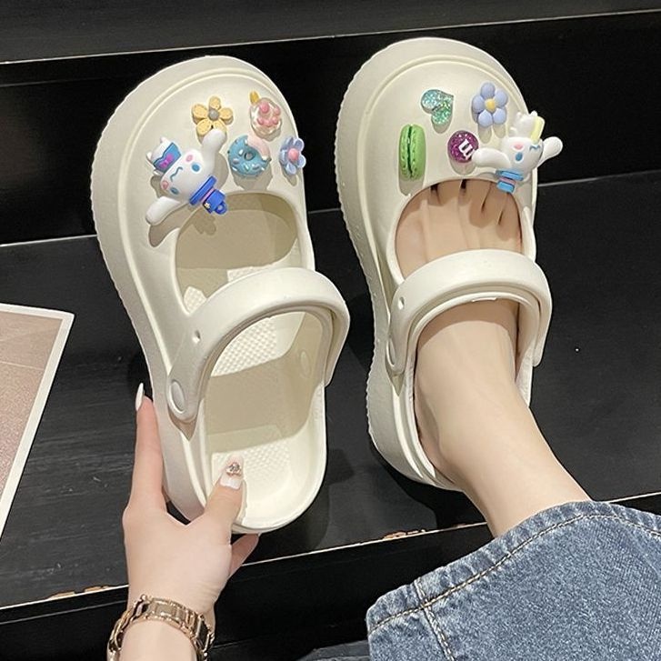 C-FOOT Dép cross cute nữ dép sục bánh mì chống trượt chống nước，Tạo hình Sanrio Cinnamoroll Dễ thương