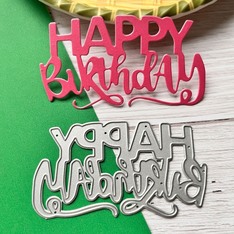 Khuôn Cắt Giấy Làm Từ Kim Loại Hình Chữ happy birthday Trang Trí Scrapbook