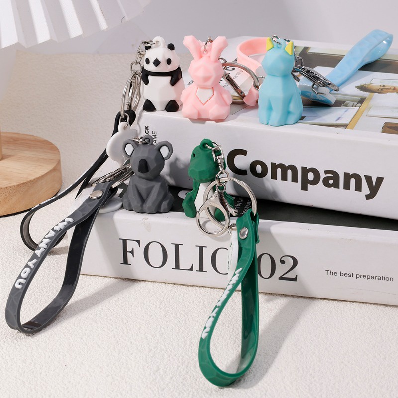 Dễ Thương Móc Chìa Khóa Hình Động Vật / Gấu Trúc Bằng Kim Loại Xinh Xắn