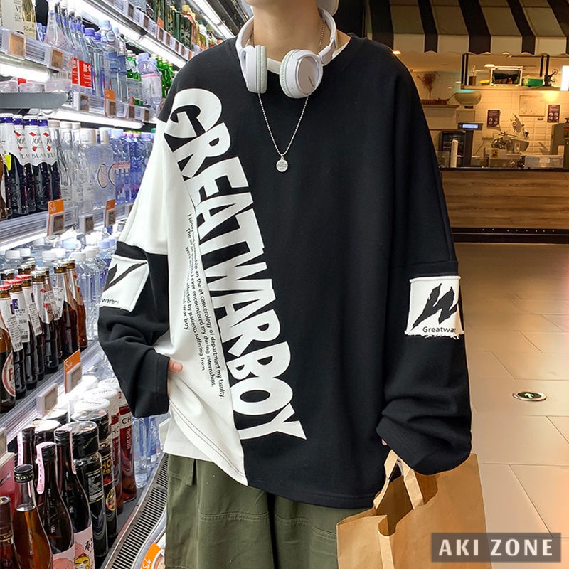 Áo Thun Tay Dài Dáng Rộng plus size Phong Cách Hàn Quốc Cho Nam