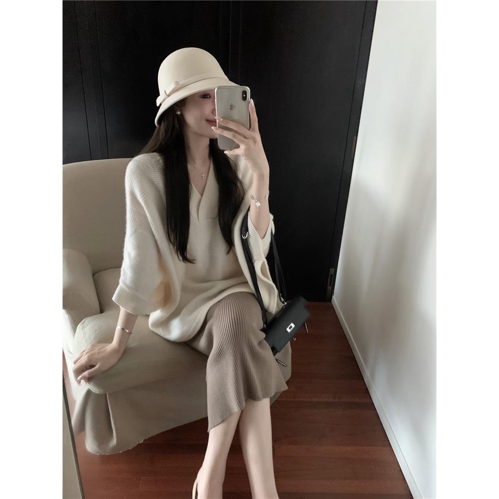 Áo Len Tay Dài Cổ Chữ v Màu Trắng 3n Thời Trang Thu Đông Cho Nữ