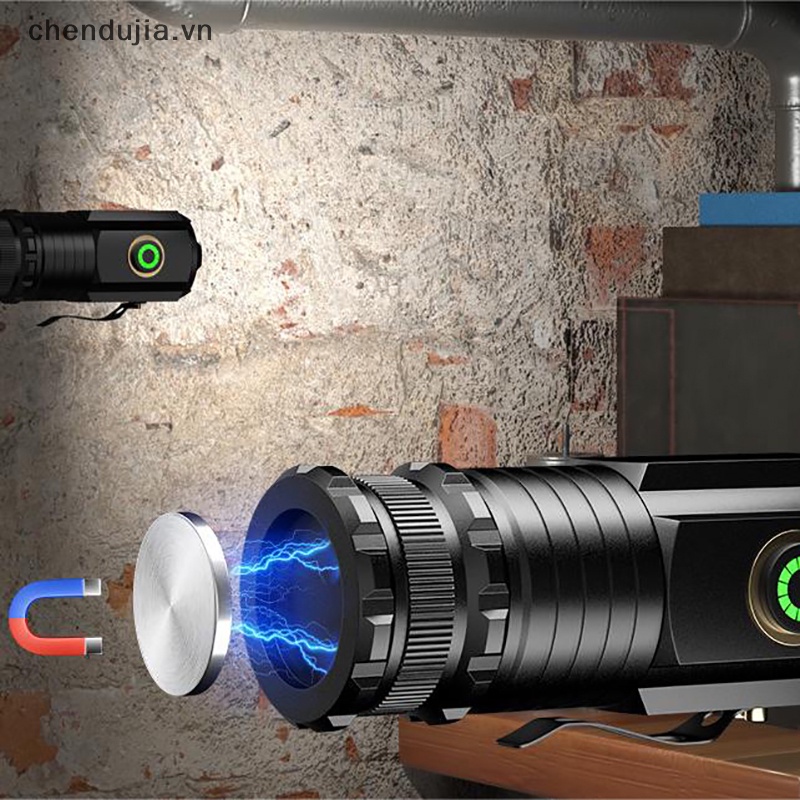 Đèn Pin led Sạc type-c Chống Nước Có Nam Châm Cho Cắm Trại 18350 2000lm