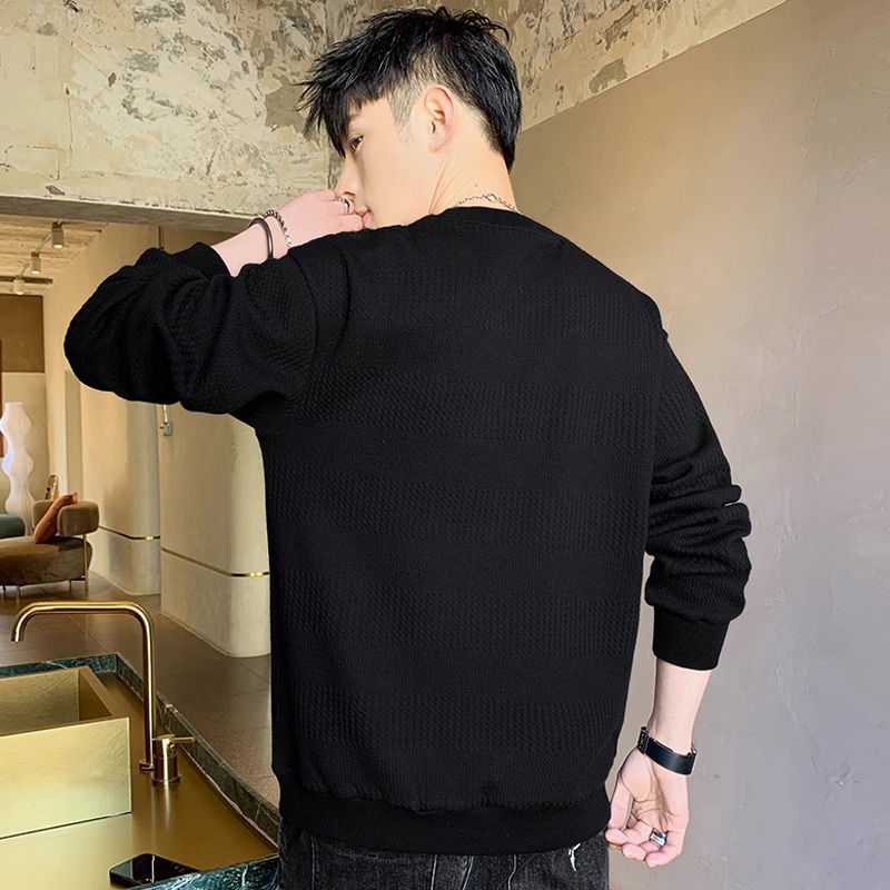 Áo Sweater Tay Dài Cổ Tròn Dáng Rộng Phong Cách Đường Phố Đơn Giản Thời Trang Xuân Thu Cho Nam