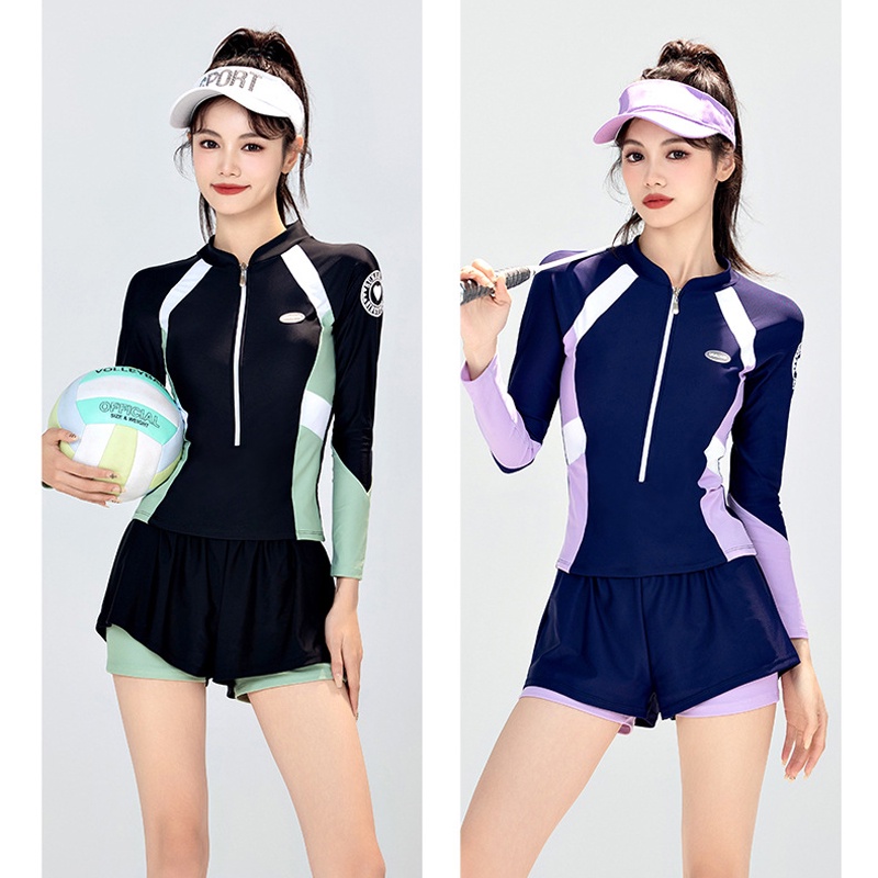 Đồ bơi nữ, hiệu YUKE, tay dài chất vải mềm mại, co giãn 4 chiều, thiết kế trẻ trung năng động có size từ 38kg đến 65kg