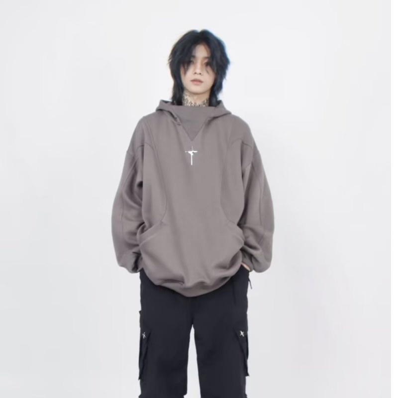 Áo hoodie Dáng Rộng Phối Màu Ánh Kim Thời Trang Đường Phố Mùa Thu Cho Nam