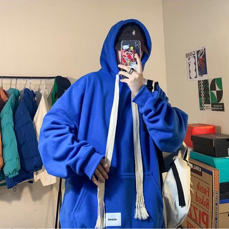 Áo Hoodie Dệt Dáng Rộng Dày Dặn Phối Dây Rút Phong Cách hong kong Thời Trang Thu Đông Chất Lượng Cao plus size M-8XL