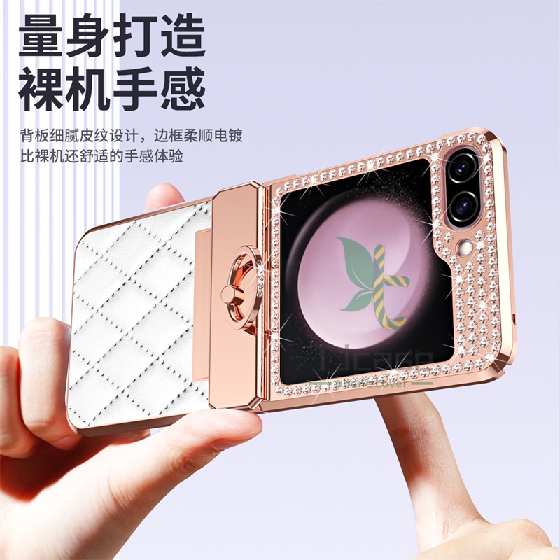 Bao Da Điện Thoại Nắp Lật Mạ Điện Đính Đá Có Giá Đỡ Cho samsung galaxy z flip 5 z flip 4 3 Ốp