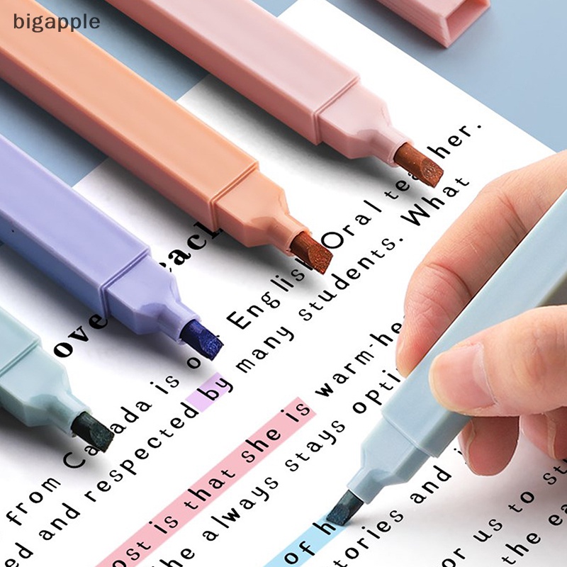 Bigapple Set 6 Bút Đánh Dấu Hai Đầu Màu Sắc Tươi Sáng diy Đáng Yêu Cho Học Sinh Trung Học / Văn Phòng rdg