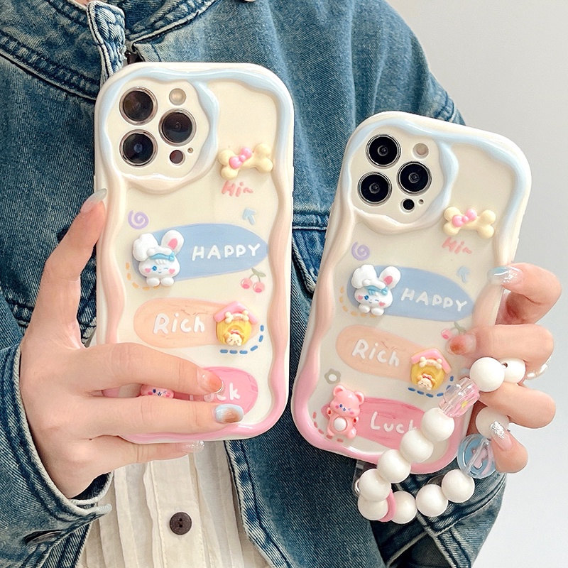 Ốp Điện Thoại Dẻo Họa Tiết Chú Thỏ / Gấu Hồng Dễ Thương Chống Sốc Cho iphone 15 pro max 14 13 12 11 pro max