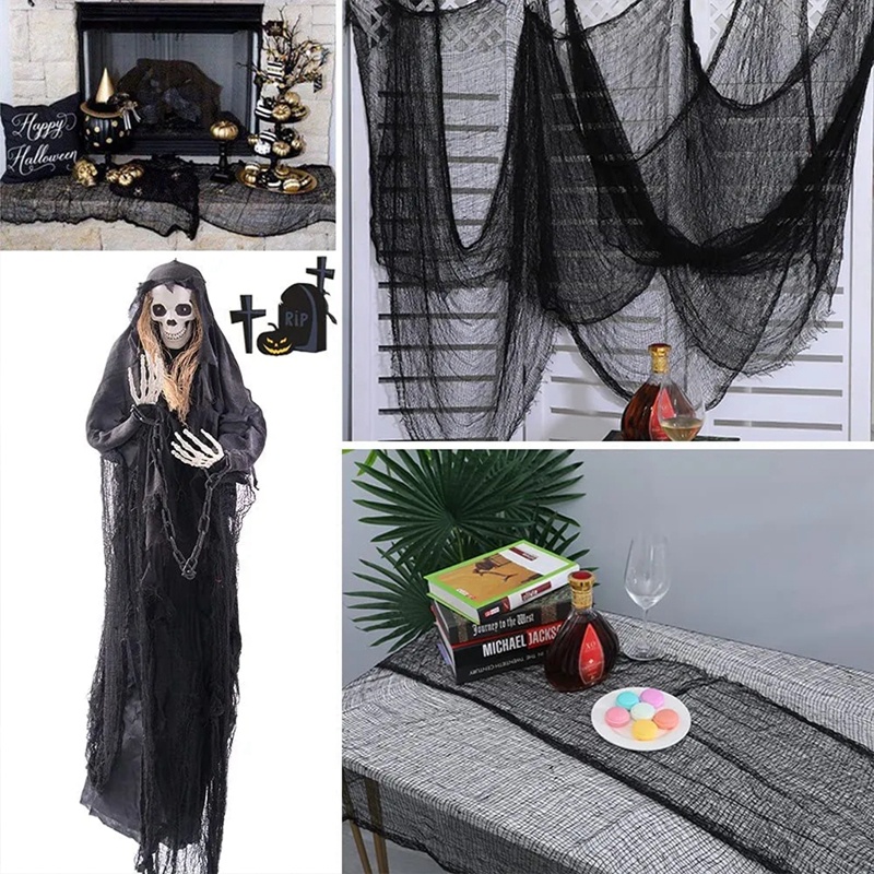 Vải Gạc Dày Màu Đen Trang Trí Tiệc halloween