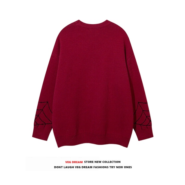 Áo sweater Dệt Kim Tay Dài Cổ Tròn Thêu Hình Người Nhện Thời Trang Thu Đông Cho Nam Và Nữ