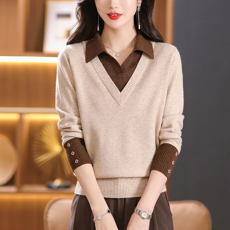 Áo sweater Giả Hai Lớp Dáng Rộng Phong Cách Thời Trang Mùa Thu Mới 2023