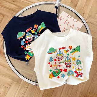Áo Thun 100% Cotton Tay Cộc In Họa Tiết Hoạt Hình Thời Trang Cho Bé Trai Và Gái (1-14 Tuổi)