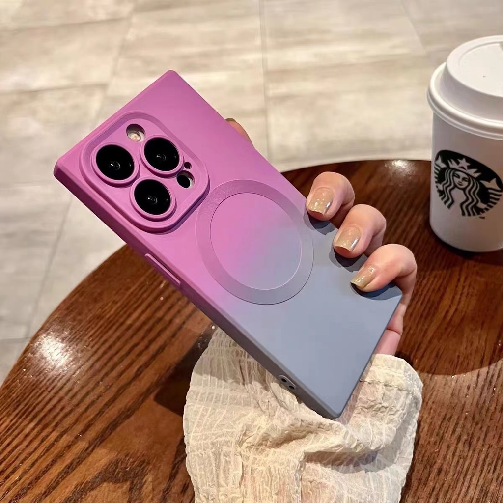 Ốp Điện Thoại Dẻo Hình Vuông Màu gradient Thời Trang Chống Rơi Cho iphone 15 14 13 12 11 pro max 15plus