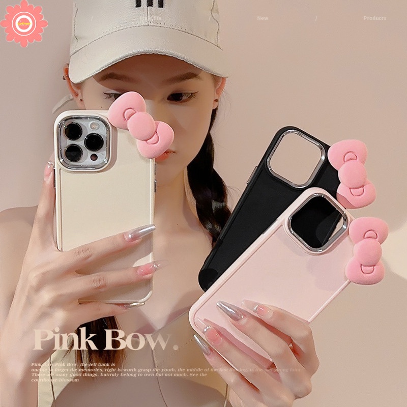 Ốp Điện Thoại Màu Trơn Trang Trí Nơ 3d Cho iphone 7plus 11 15 14 13 12 pro max xr 7 8 6 6s plus x xs max