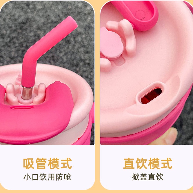 Sanrio Bình Nước Giữ Nhiệt Bằng Thép Không Gỉ Có Ống Hút Họa Tiết melody Dễ Thương