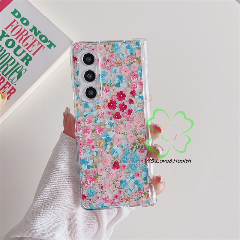 Bao Da Điện Thoại pc Cứng Trong Suốt Chống Sốc Họa Tiết Hoa Cho samsung galaxy z fold 5 z fold 4 Ốp