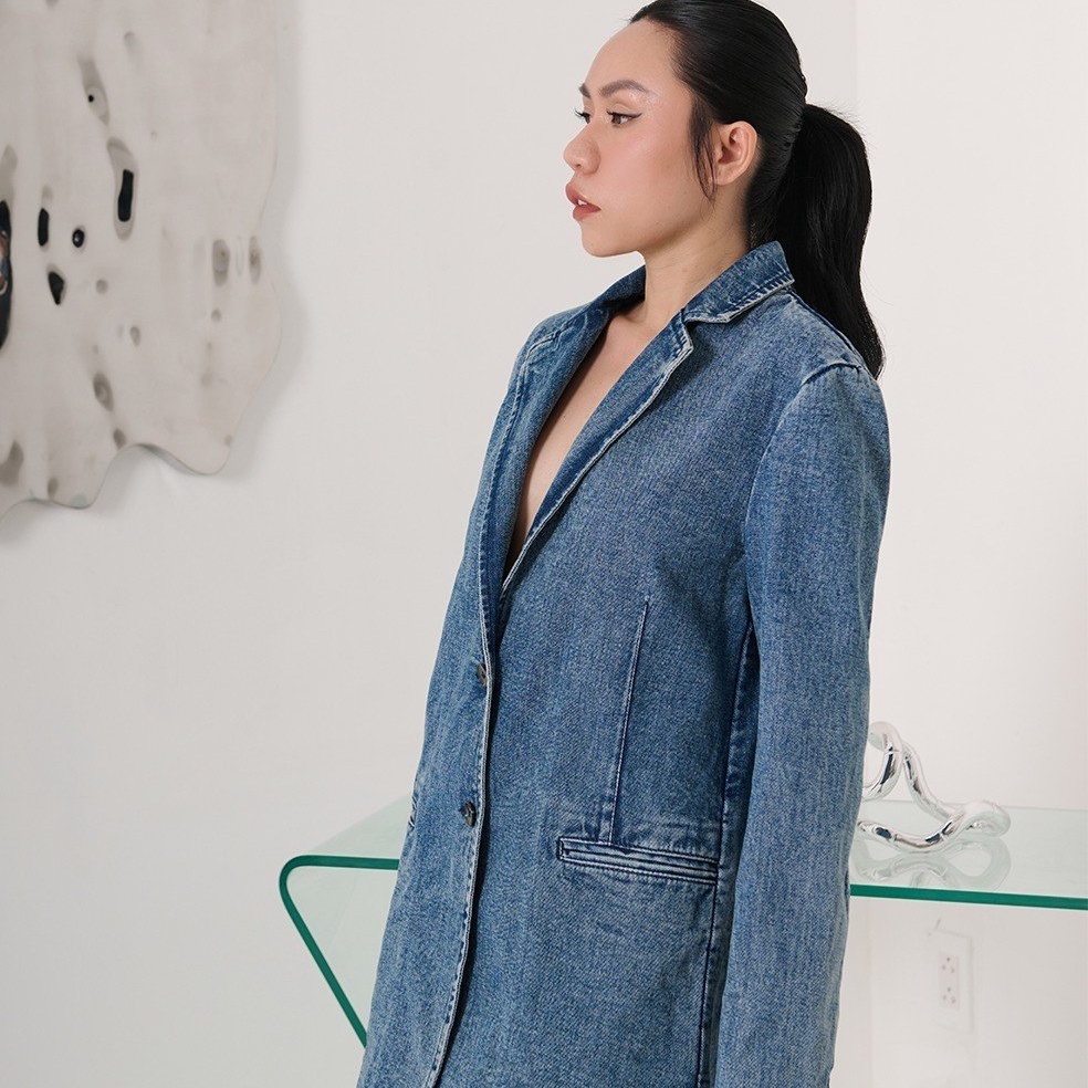 Áo khoác jeans dài BASIC KEYLA BLAZER