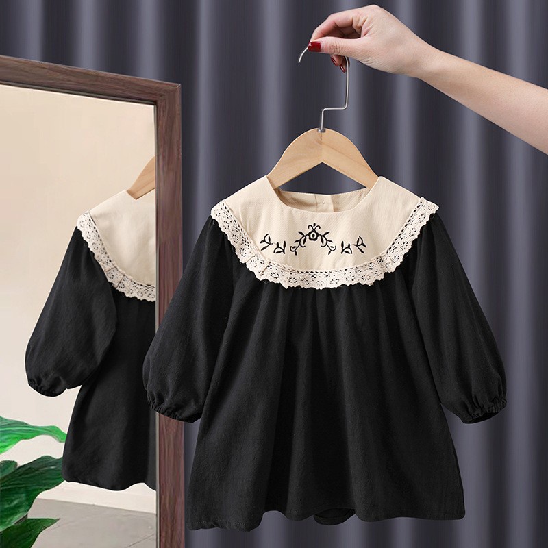 Đầm Thu Đông Tay Dài Màu Trơn Phong Cách Pháp Cổ Điển Dễ Thương Cho Nữ