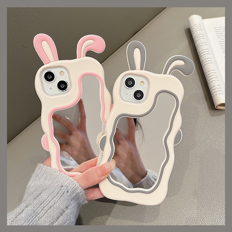 Dễ Thương Ốp Điện Thoại silicone Mềm Mặt Gương Hình Thỏ Cho iphone 11 12 13 14 pro promax iphone 6 6s 7 8 plus x xs xr xsmax