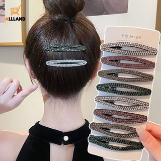 Kẹp tóc đính đá pha lê hình oval lấp lánh thanh lịch thời trang cho nữ