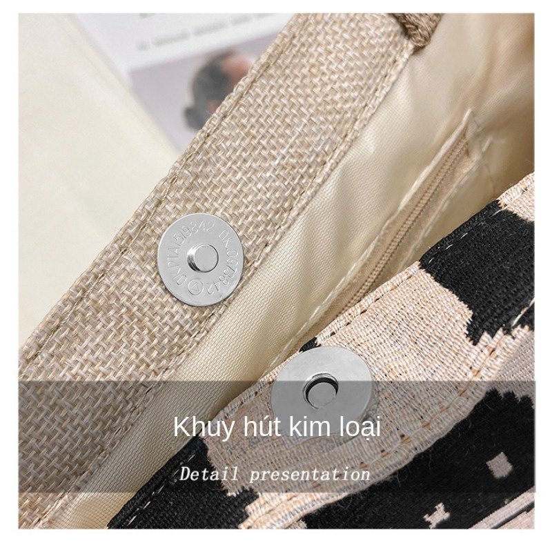 Túi tote Đeo Vai Vải Lanh Cỡ Lớn In Hình Thỏ Dễ Thương Thời Trang 2023