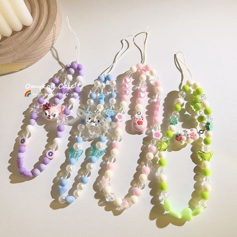 Dây Chuỗi Hạt handmade Hình Động Vật Hoạt Hình Dễ Thương Dành Cho Trang Trí Điện Thoại Di Động