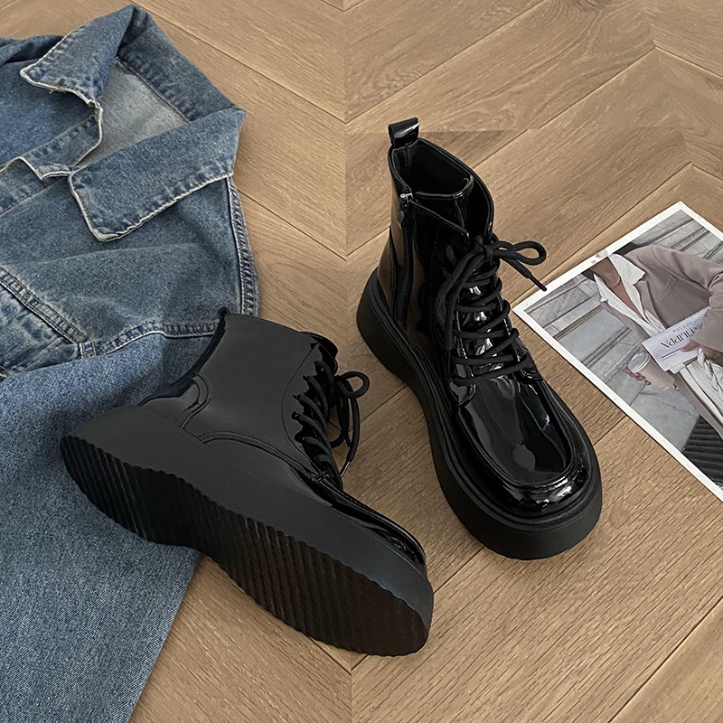 Giày Bốt Martens Đế Dày Màu Đen Phong Cách Anh Quốc Thời Trang Mùa Thu 2023