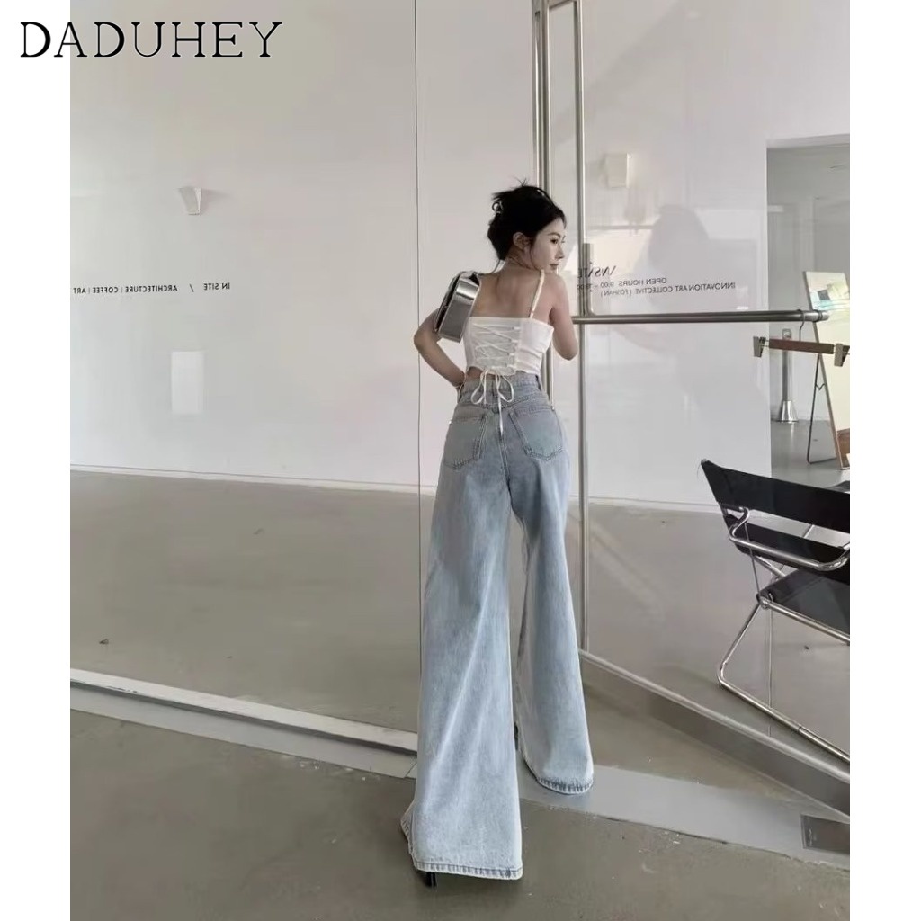 Quần dài DADUHEY size lớn ống rộng thoải mái cạp cao thời trang retro đường phố cao cấp kiểu Mỹ
