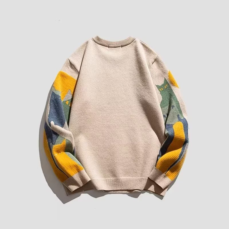 Áo sweater Dệt Kim Cổ Tròn Thời Trang Đường Phố Cá Tính Cho Nam