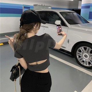 Áo baby tee Áo Thun ôm body Áo y2k hở ngực Áo Thun cotton Cổ Tròn Hở Vai Thời Trang Mùa Hè Phong Cách Mới Cho Nữ