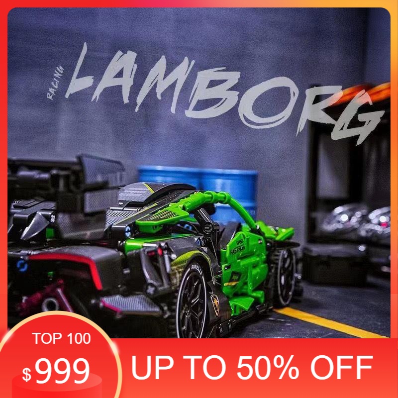 C019 nhóm cơ khí Lamborghini siêu xe thể thao lắp ghép khối xây dựng đồ chơi mô hình tương thích với Lego