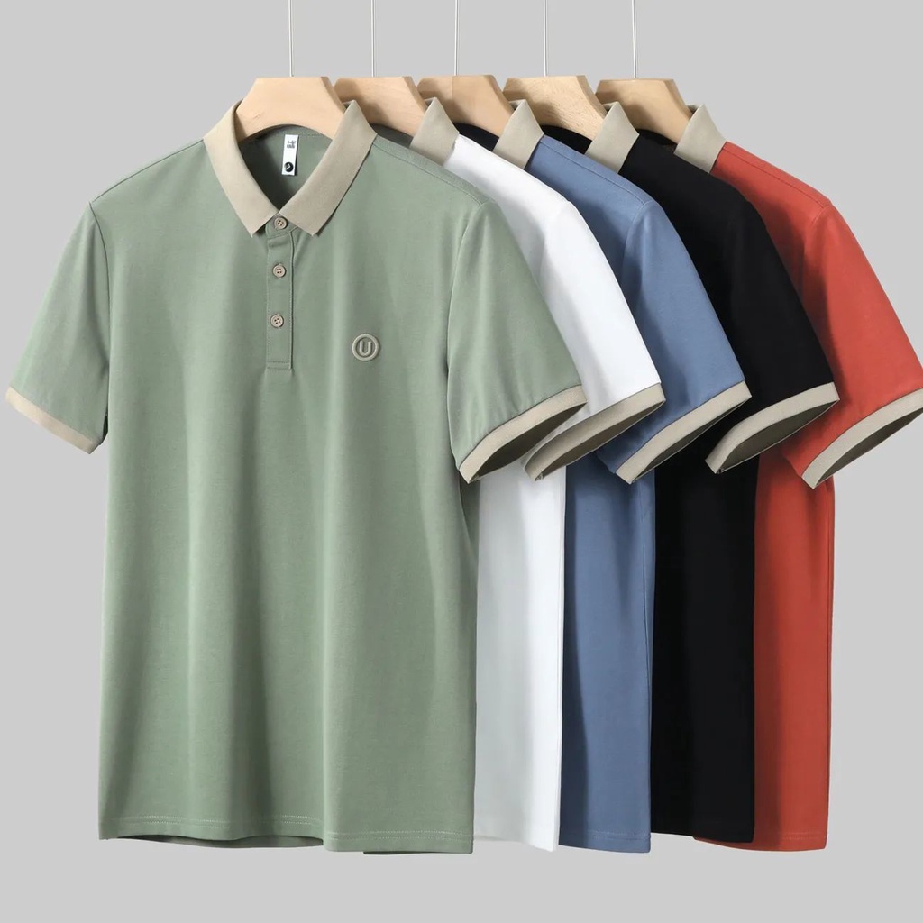 Áo Thun polo Dáng Rộng Màu Sắc Đơn Giản Cho Nam