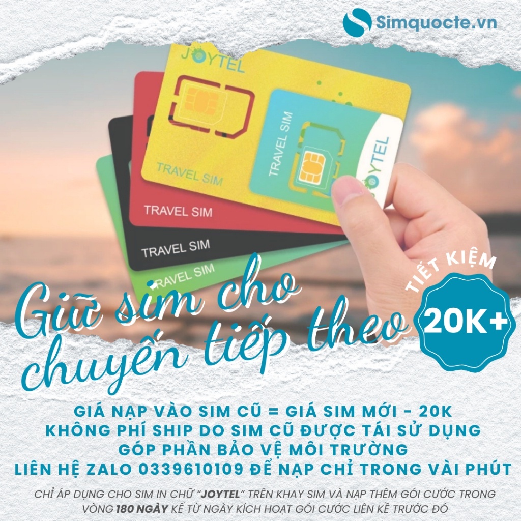 Sim du lịch Indonesia tốc độ cao Chính hãng Joytel - Gói tiết kiệm