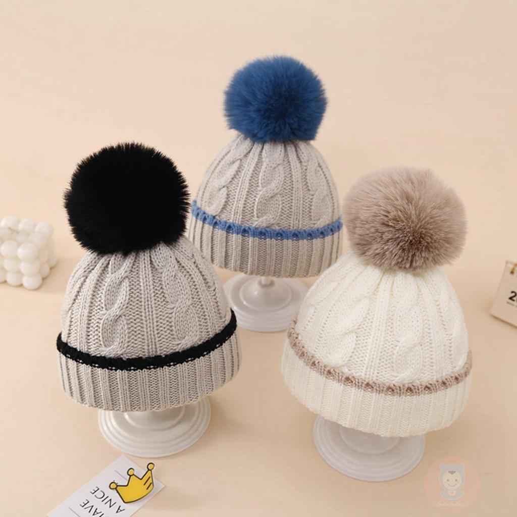 Mũ beanie Đan Len Màu Sắc Tương Phản Thời Trang Mùa Đông Cho Bé Trai 0-12 Tháng Tuổi laa6-baby