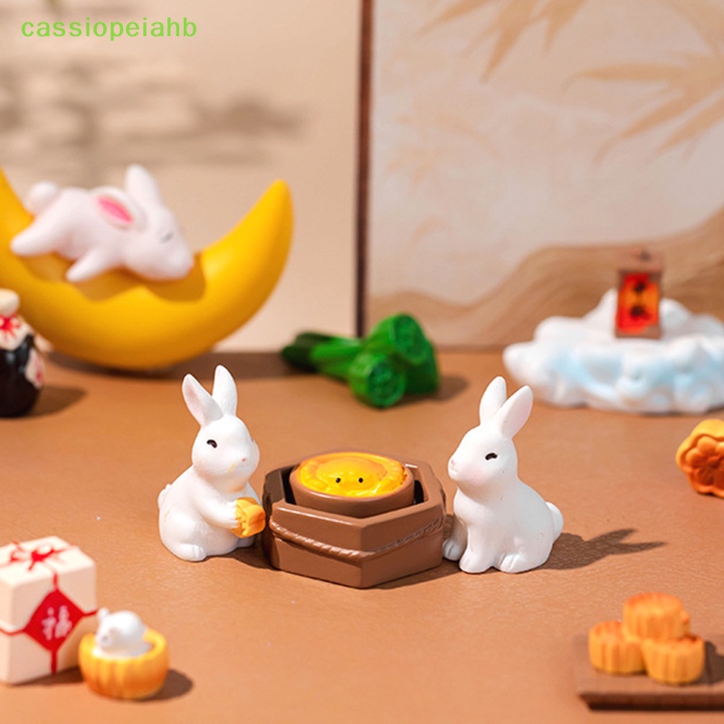 Tượng Trang Trí Lễ Hội Trung Thu Hình Thỏ Bánh Trung Thu Bằng Nhựa resin Dễ Thương