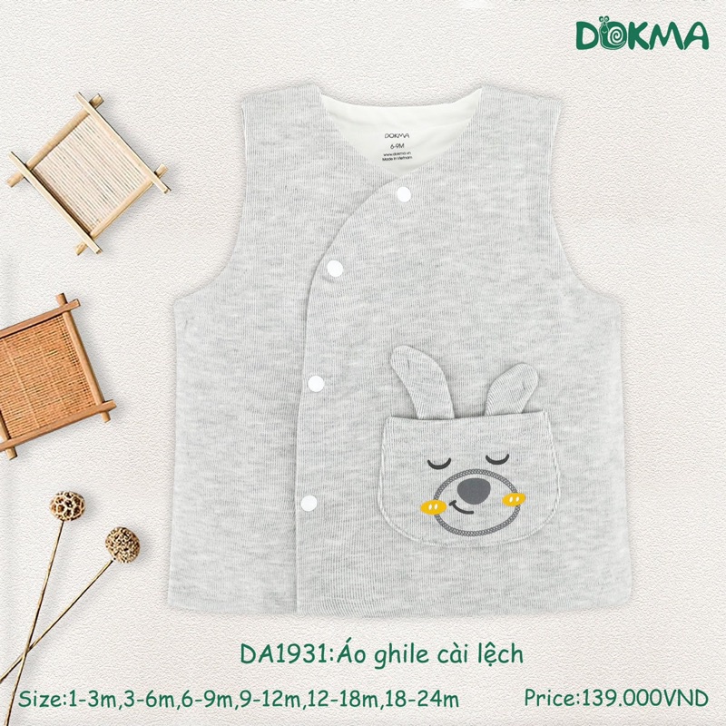 Áo gile nỉ dày DOKMA - da1931 size 3m đến 24m