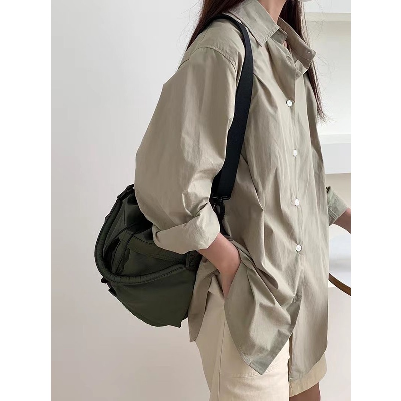 Túi Đeo Vai Bằng nylon Có Dây Rút Phong Cách dongdaemun Thời Trang Hàn Quốc