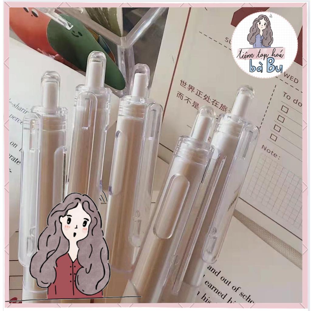 Bút viết gel bấm nhanh khô màu basic ngòi ST  0.5mm mực đen có đệm tay dùng để ghi chép