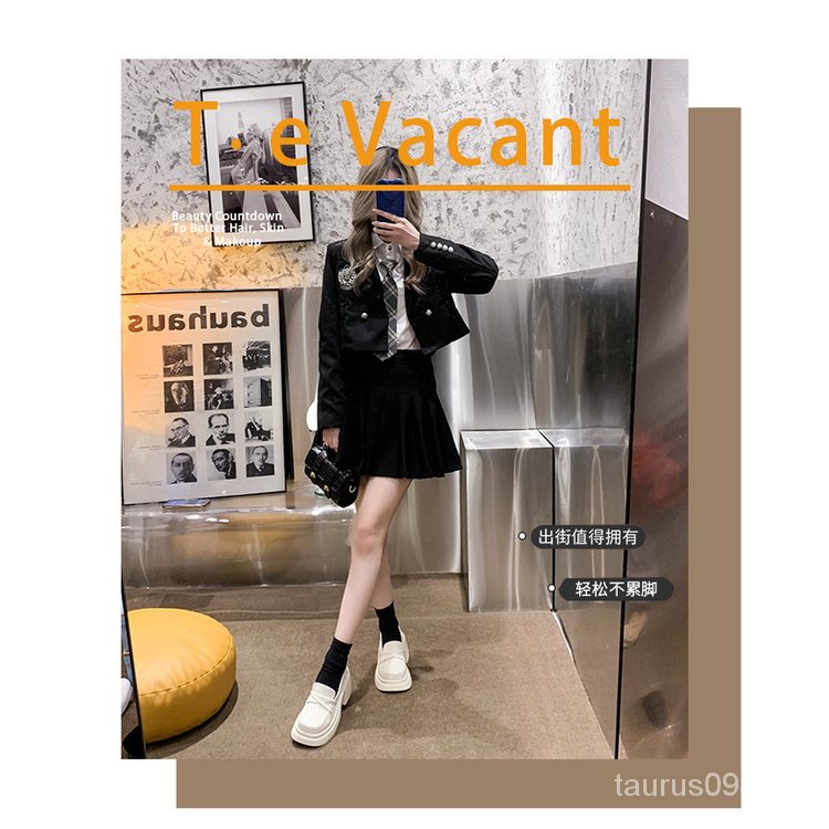 Giày Da Đế Dày Mũi Tròn Phong Cách Anh Quốc Thời Trang Xuân Thu 2023