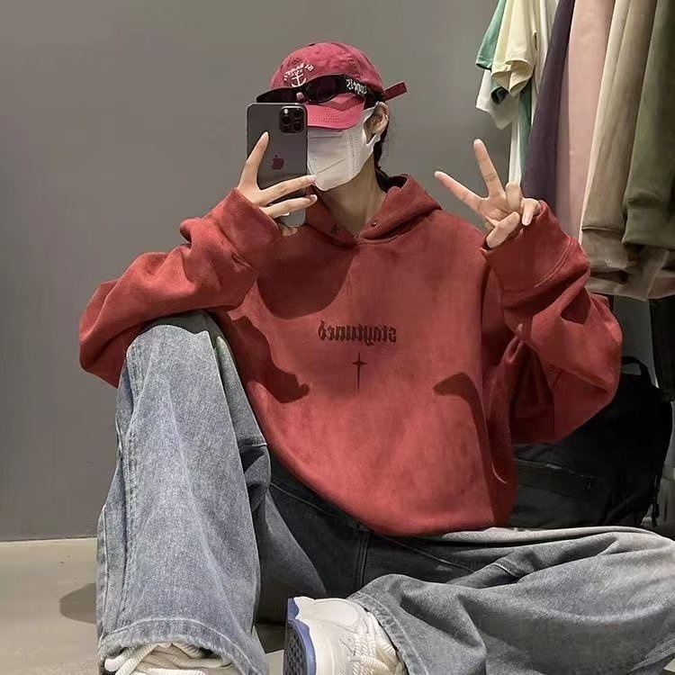 Áo Hoodie Dáng Rộng Phong Cách retro Đường Phố Mỹ Cá Tính Cho Nam