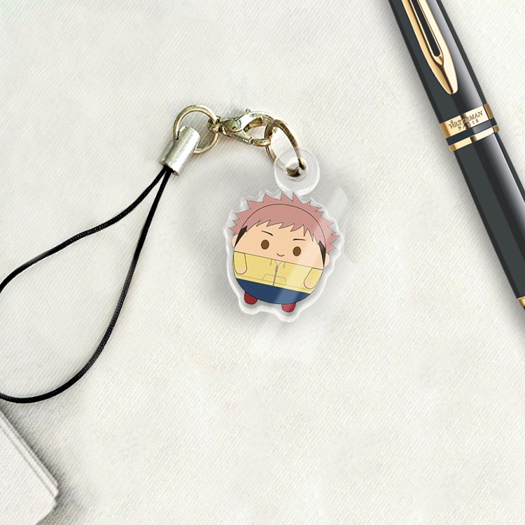 Móc khóa kèm dây treo điện thoại acrylic Itadori Gojo Getou Jujutsu Kaisen anime chibi cute trang trí ba lô cặp sách